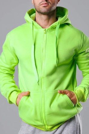 Rozpinana bluza męska z kapturem zielona neonowa (68B2008-31)
