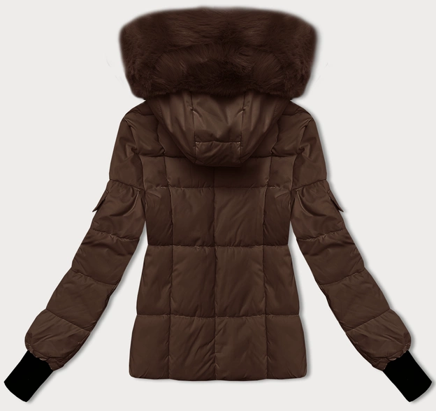 Zimowa kurtka damska z odpinanym kapturem S'west kakao (B8303-48)