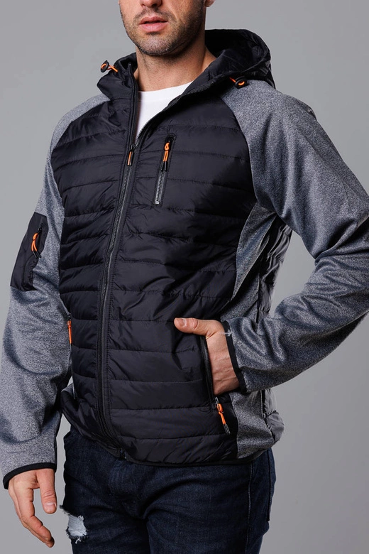 Sportowa kurtka męska z łączonych materiałów czarny-grafit (8M906-392)