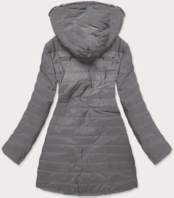 LEKKA KURTKA ZIMOWA DAMSKA FUTRO 2 W 1 SZARA (39039)