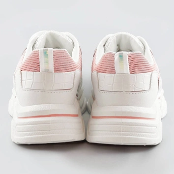 Sneakersy damskie z brokatowymi wstawkami biało-różowe (lu-2)