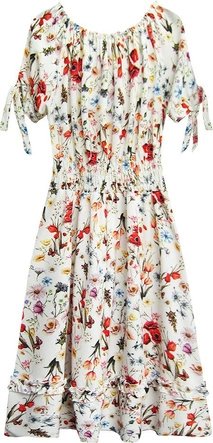 SUKIENKA W KWIATY BIAŁA (351ART)