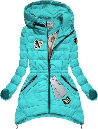 LAZUROWA KURTKA Z NASZYWKAMI (W507BIG)