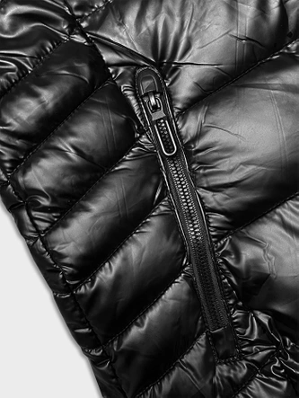 Pikowana kurtka damska z kapturem S'west czarna (B8028-1)