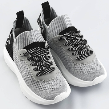 Wsuwane sneakersy damskie srebrne (ll66-3sp)