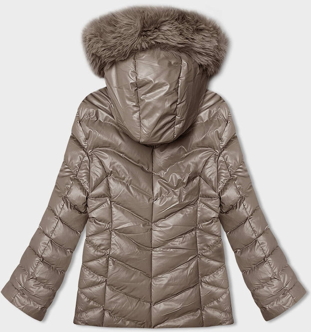 Krótka kurtka zimowa z kapturem cappuccino (5M3138-84)