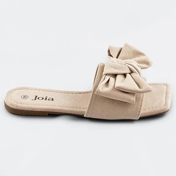 DAMSKIE KLAPKI Z KOKARDĄ BEŻOWE (LS-97)