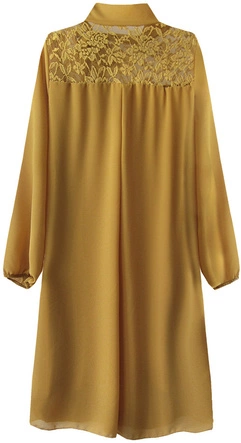 SUKIENKA Z KORONKĄ I PLISAMI MUSZTARDOWA (245ART)