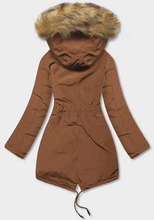 Dwustronna kurtka damska zimowa karmel-granat (2M-21508)