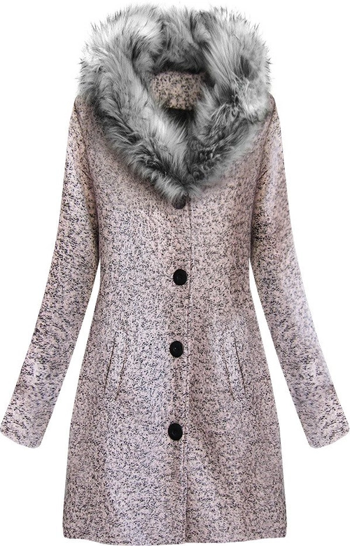 KRÓTKI PŁASZCZ ZE STÓJKĄ RÓŻOWY (536ART)