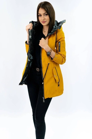 DWUSTRONNA KURTKA Z KAPTUREM ŻÓŁTA (W646)