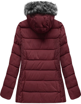 PIKOWANA KURTKA Z KAPTUREM BORDOWA (R9505)