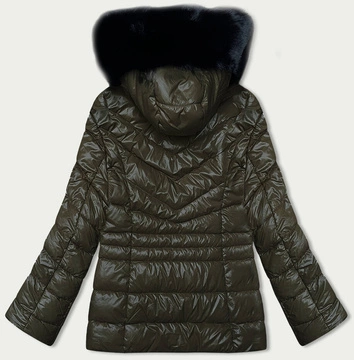 Pikowana kurtka zimowa damska khaki (V775)