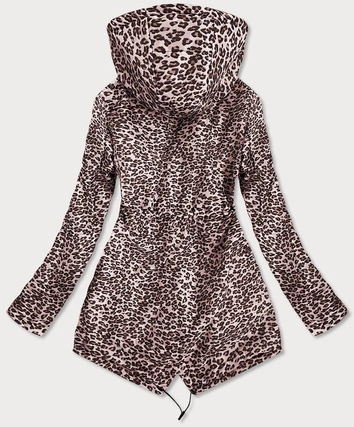 DWUSTRONNA DAMSKA KURTKA Z KAPTUREM ZIELONA-PANTERKA (SS66-1)