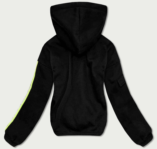 Krótka bawełniana bluza dresowa damska czarna (26031)