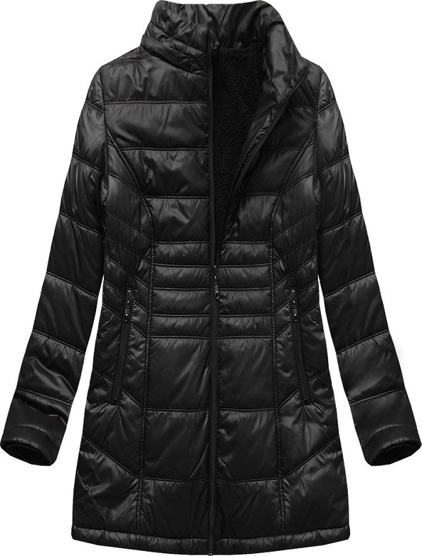 PIKOWANA DAMSKA KURTKA ZIMOWA Z KAPTUREM CZARNA (B2617-30)