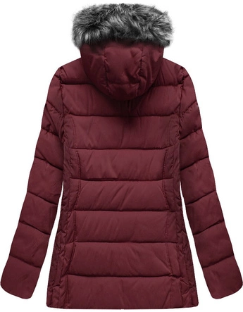 PIKOWANA KURTKA Z KAPTUREM BORDOWA (R9505)