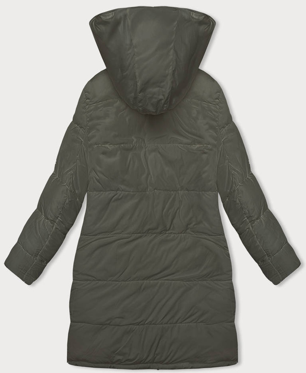 Gruba dwustronna kurtka zimowa damska czarny-khaki (V768g)