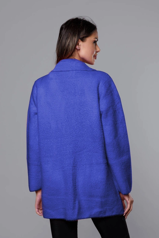 Krótka wełniana narzutka alpaka chabrowa (7108-1)