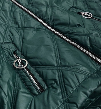 LEKKA KURTKA DAMSKA Z KAPTUREM ZIELONA (BH2004)