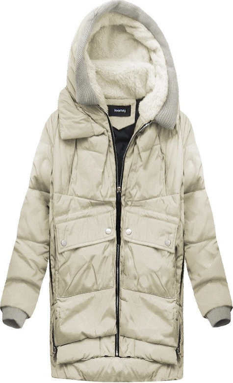 KURTKA Z PUCHEM NATURALNYM BEŻOWA (6319pu)