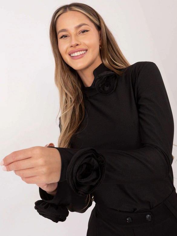 Wizytowa bluzka z różami Goodlookin czarna (272611)