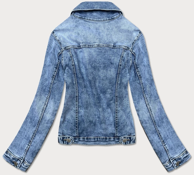 Damska kurtka jeansowa z kołnierzem niebieska (gd8631-k)