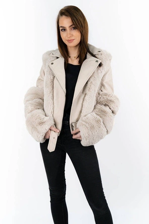 KRÓTKA RAMONESKA Z FUTREM BEŻOWA (FL2020)