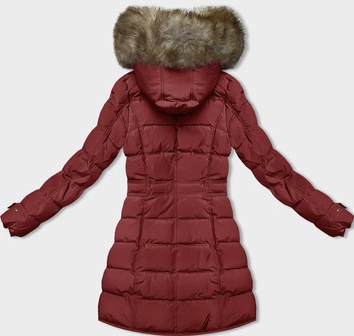 Zimowa kurtka damska z futrzaną podszewką czerwona (LHD-23063)