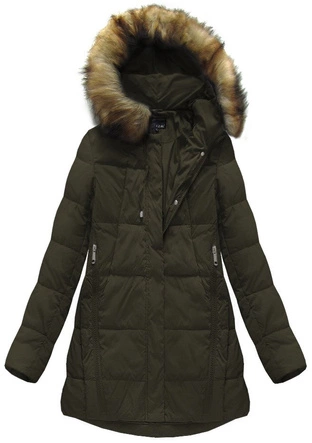KURTKA DAMSKA ZIMOWA Z PUCHEM NATURALNYM KHAKI (8061)
