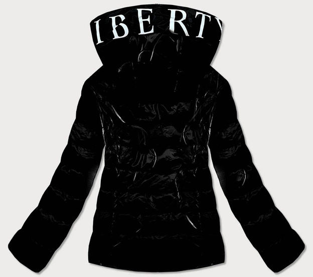 Kurtka damska z wzorzystą podszewką czarna (w707)