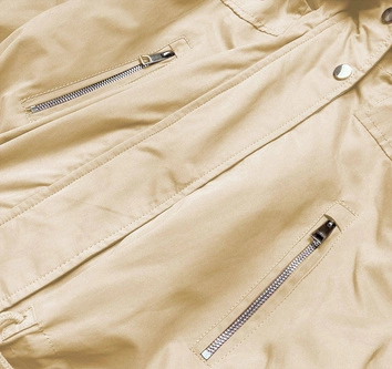 Parka z podpinką i kapturem beżowa (7619big)