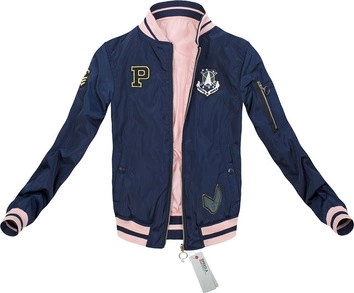 DWUSTRONNA BOMBERKA Z NASZYWKAMI GRANATOWO-RÓŻOWA (W517)