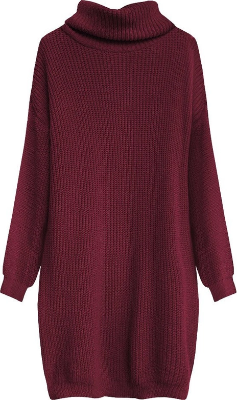SWETERKOWA SUKIENKA OVERSIZE BORDOWA (473ART)