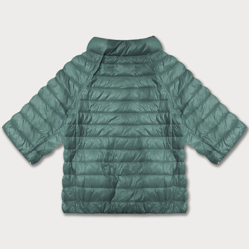 Dwustronna kurtka damska plus size z rękawem 3/4 Minority ciemny miętowy/kwiaty (M23-7010-253)