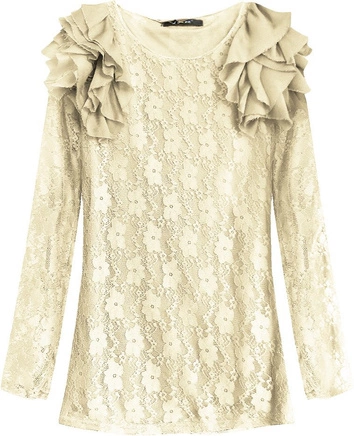 KORONKOWA BLUZKA W KWIATY ECRU (3660)