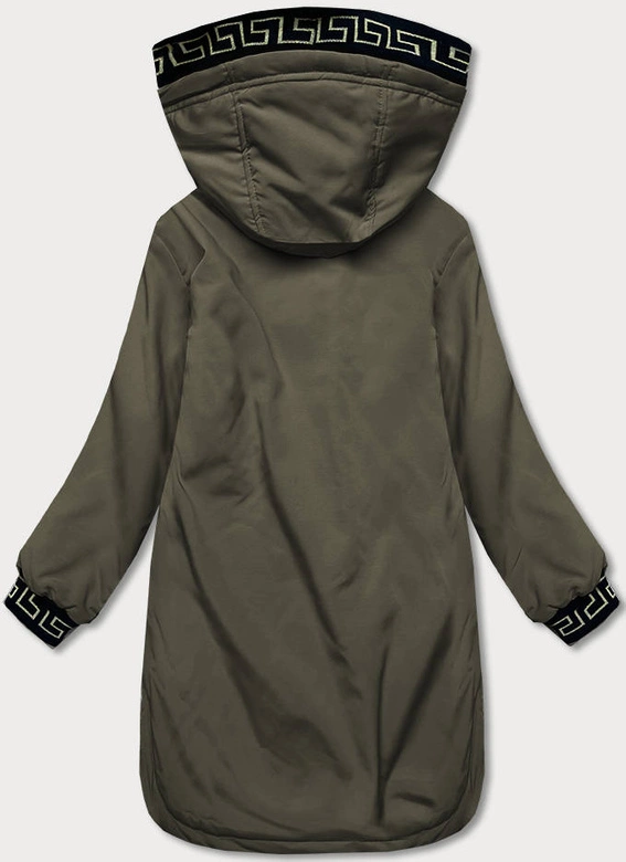 Kurtka damska z ozdobną lamówką khaki (b8150-11)