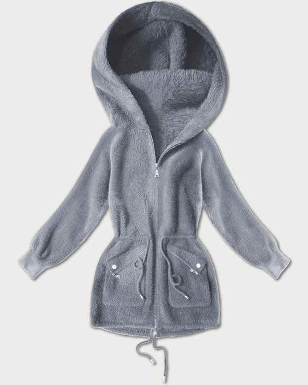 Narzutka alpaka z kieszeniami szara (W010#)