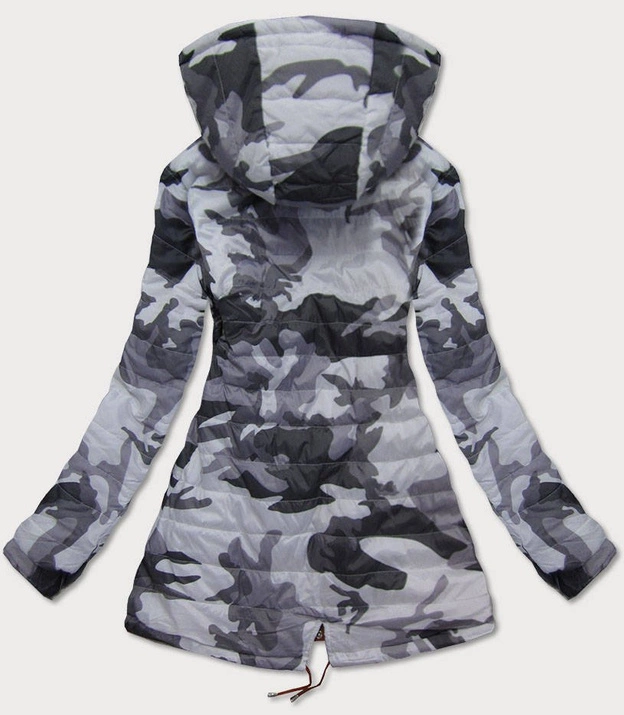 Dwustronna parka damska z kapturem czerwona-moro (xw665x)