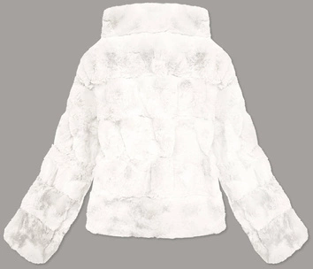 Krótka kurtka damska ze stójką futerko biała (br9749-26)