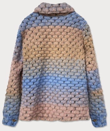 Koszulowa kurtka damska z kołnierzem niebiesko-beżowa (2453)