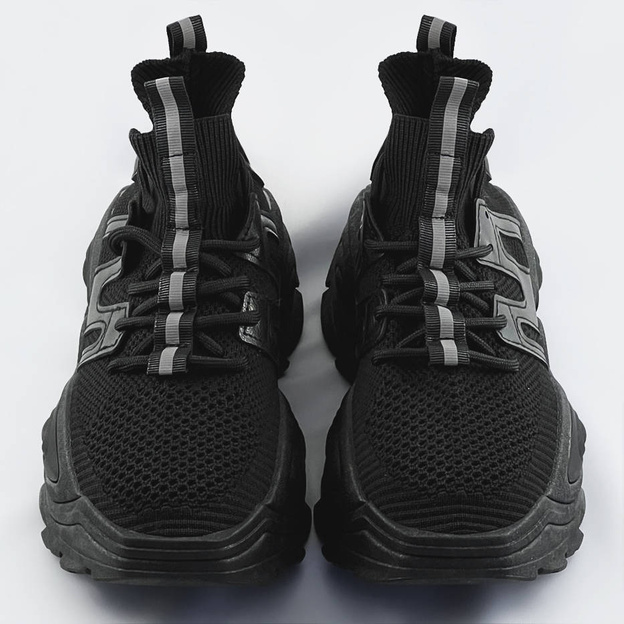 Tekstylne sneakersy damskie czarne (ra16)