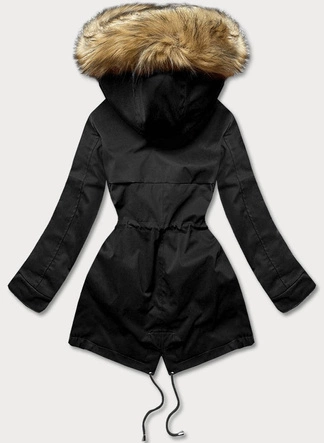 Parka damska z podpinką czarna (m-21201)