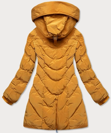 Kurtka zimowa damska z kapturem żółta (m-21306)