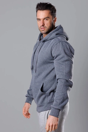 Rozpinana bluza męska z kapturem ciemnoszara (68B2008-5)