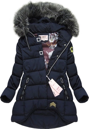 ASYMETRYCZNA KURTKA Z KAPTUREM GRANATOWA (W520)