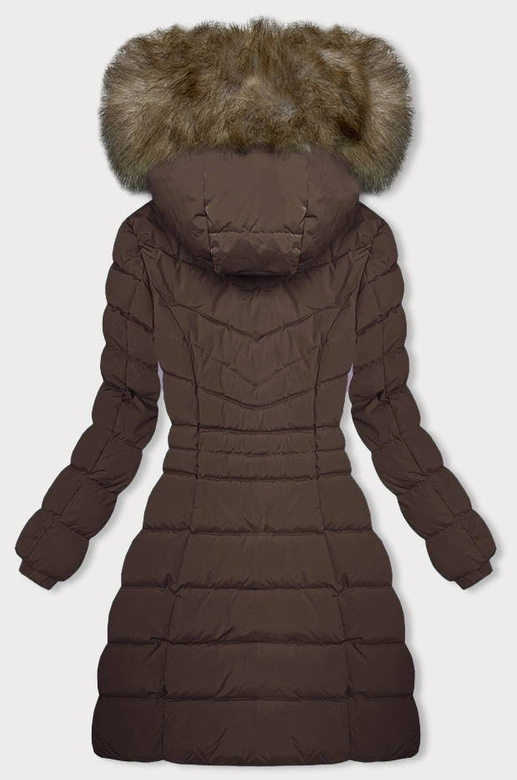Puchowa zimowa kurtka damska brązowa (LHD-23032)