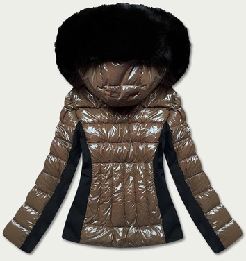 Przejściowa krótka kurtka z połyskiem brązowa (DK100-6)