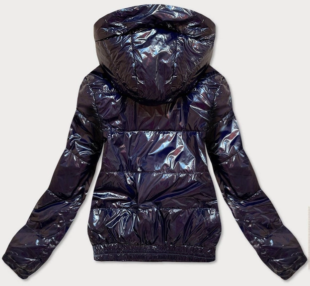 KRÓTKA BŁYSZCZĄCA KURTKA DAMSKA GRANAT(B9755)