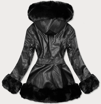 RAMONESKA Z FUTRZANYM KAPTUREM CZARNA (5530)